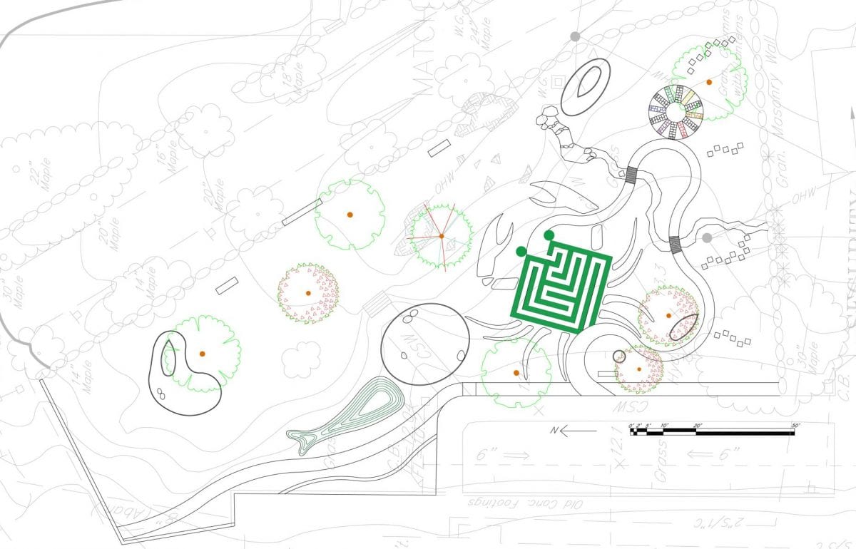 Site plan for the Children's Cognitive Garden at Avery Point