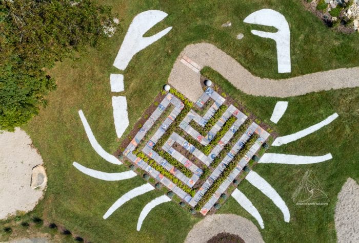 Aerial view of the crab-shaped labyrinth